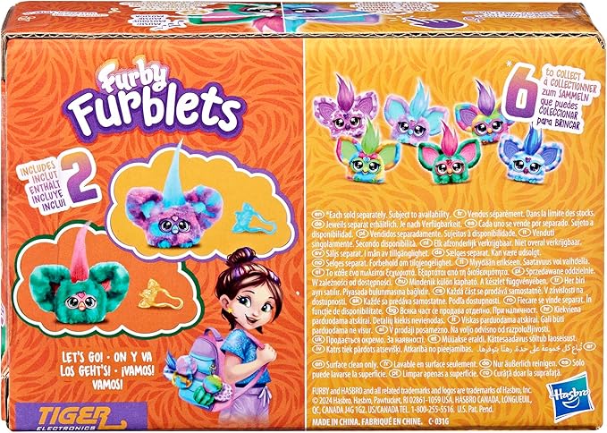 Furby Furblets 2-Pack, Mini Friends Luv-Lee & Mello-Nee, 45+ Sounds Each, Music & Furbish Phrases, Electronic Plush Toys, Red/Green & Purple/Blue, Back to School Gifts, Ages 6+ (Amazon Exclusive)