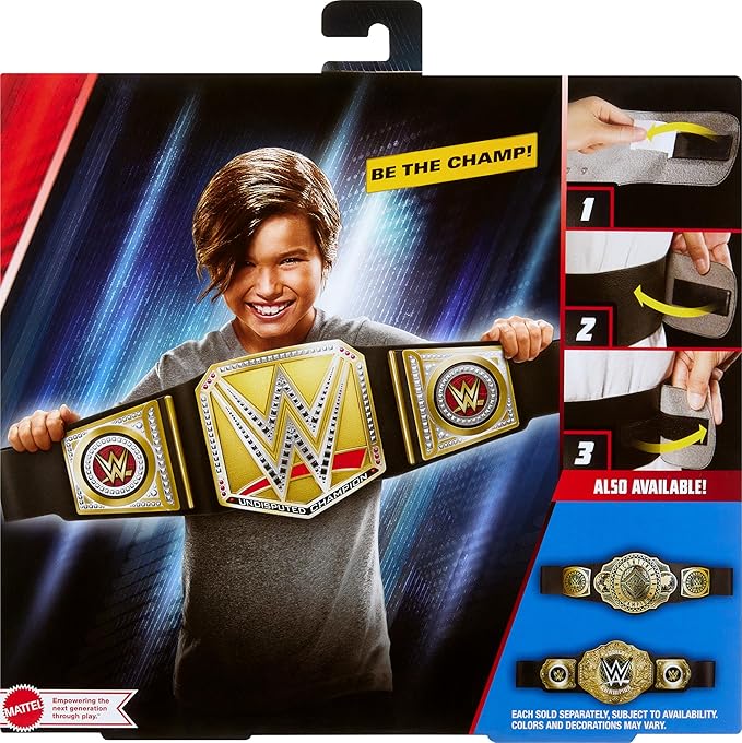 Mattel WWE Championship Title, Undisputed WWE Universal Championship Role-Play & Costume Accessory, Wearable Leather-like Belt 3+ Feet