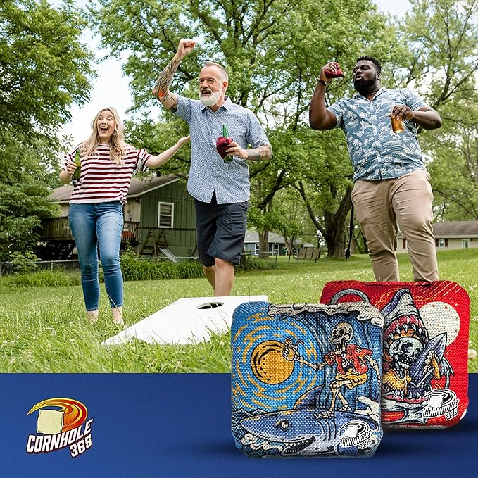 Cornhole365 - Stick & Slide - Professional Corn Hole Bag - Heavy-Duty Double-Stitched Polyester Fabric & Resin Filling for All-Weather - Versatile Regulation Size Cornhole Bean Bags - Set of 8