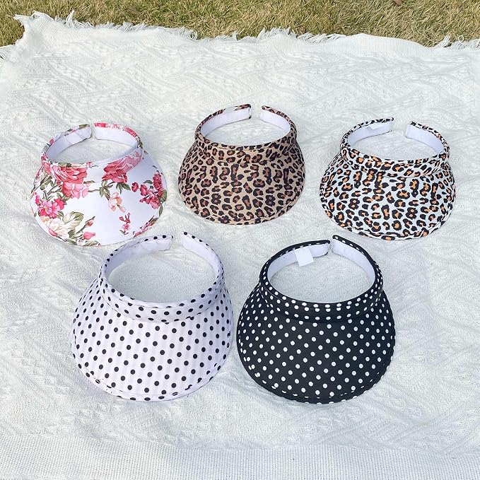 2 Pack Sun Visor Hats Women Men Clip On Wide Brim Visors Hat Outdoor Sports Golf Beach Travel Tennis Caps