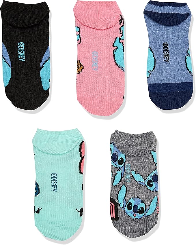 Disney Women's Lilo & Stitch 5 Pack No Show Socks