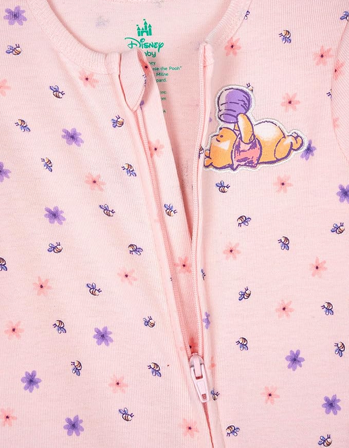 Disney Baby Girls 2 Pack Zip Up Sleep N' Plays Newborn to Infant Sizes (Newborn - 24 Months)