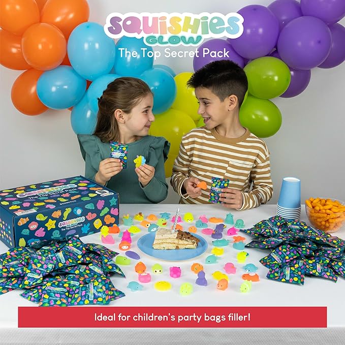 Mochi Squishy Toys Bulk for Kids Party Favors Pack 160 - BONNYCO | Goodie Bags Stuffers for Kids with Glow in the Dark | Return Gifts Birthday Party Squishy Fidget Toys Pinata Stuffers Birthday Kawaii