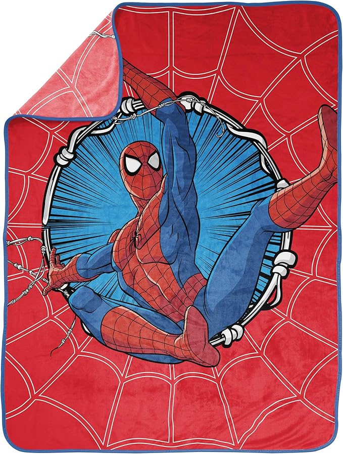 Jay Franco Kids Plush Throw Blanket – Soft & Cozy Fleece Throw for Bedroom & Couch Décor, Official Licensed Product, Red - Spiderman, 46x60 - Throw Blanket