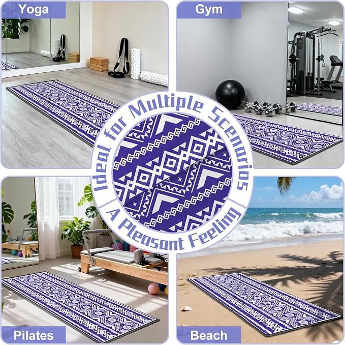 Yoga Towel,Absorbent Yoga Mat Towel for Hot Yoga Non Slip,Stylish Prints,Ideal for Workouts,Hot Yoga,Bikram,Pilates Equipment,72 x 27 in,Arranged Triangle Geometry