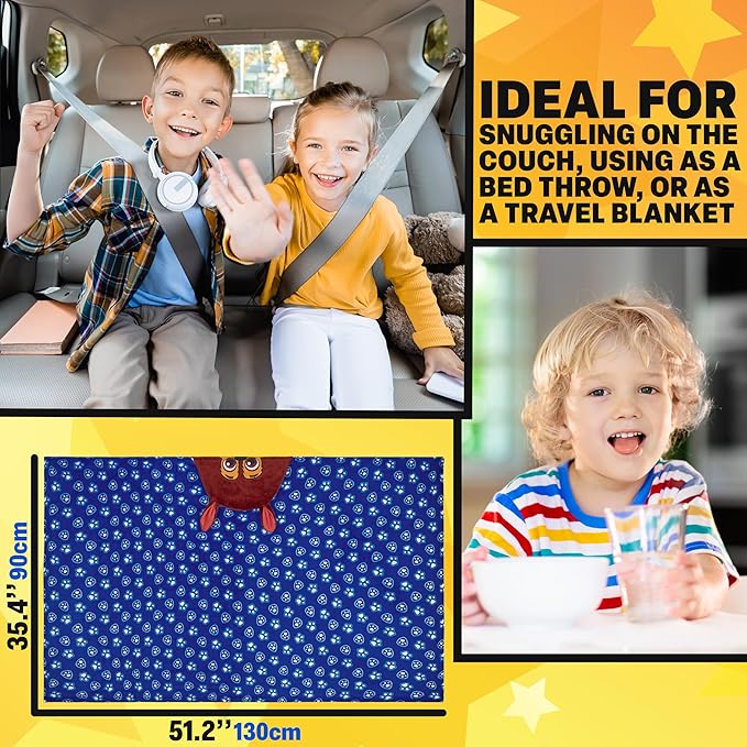 Get Trend Blanket with Hood for Kids 51x35in, Fleece Throw Cozy Wearable Blanket with Hood and Ears Gifts for Kids