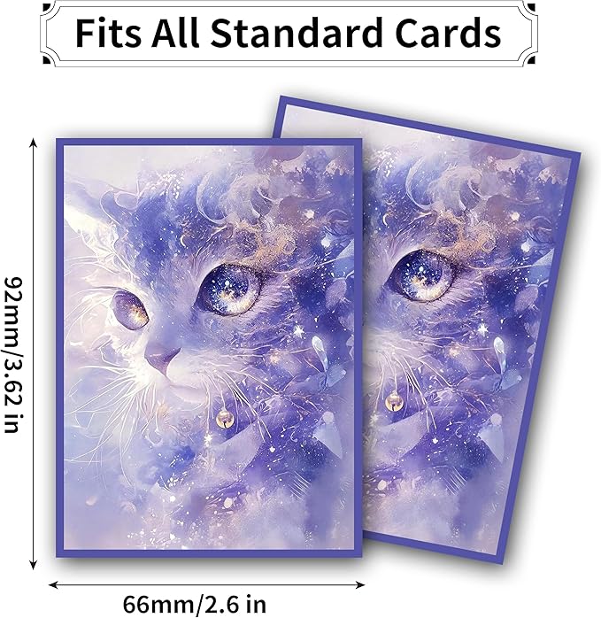 MTG Card Sleeves, Ultra Clear Front & Matte Finish Back, 100 Count Standard Size Matte Art Sleeve for Magic The Gathering (Blue cat)