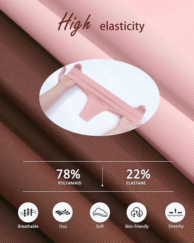 LEVAO Seamless Thongs for Women Invisible Toe Thong No Show Camel Proof Underwear Thong Panty Liners Workout G-Strings