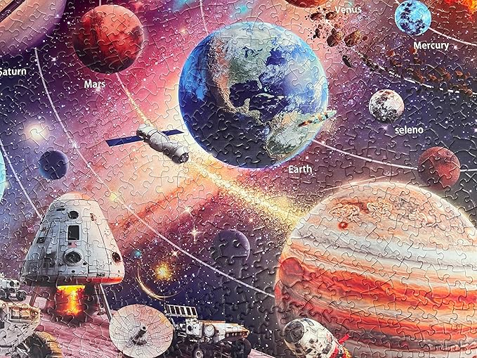 1000-Piece Space Explorer Puzzle: Glow-in-The-Dark Astronaut Adventure, Solar System Jigsaw Puzzle, Challenging Colorful Cosmic Puzzles for Adults, Outer Galaxy, Finished Size 26.6x19.2
