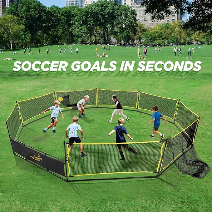GagaBall Pit 3-in-1 Portable with Basketball Hoop & Soccer Goals, 20ft Giant Arena for Kids, Outdoor Family Game for Camp & School