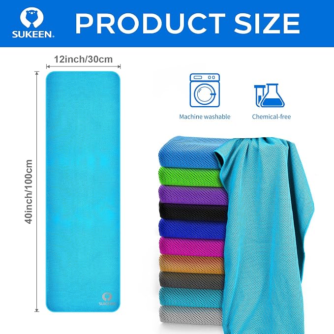 Sukeen Cooling Towel for Neck and Face (40"x12"), Microfiber Bulk Cooling Towels for Athletes Cooling Neck Wraps Instant Cooling Towels for Yoga,Gym,Golf,Running,Fitness and Workout