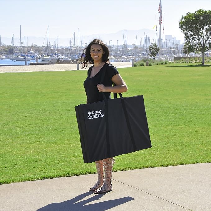 GoSports Solid Wood Premium Cornhole Sets - Choose 4 x 2 ft or 3 x 2 ft - Game Boards Include Set of 8 Cornhole Toss Bags