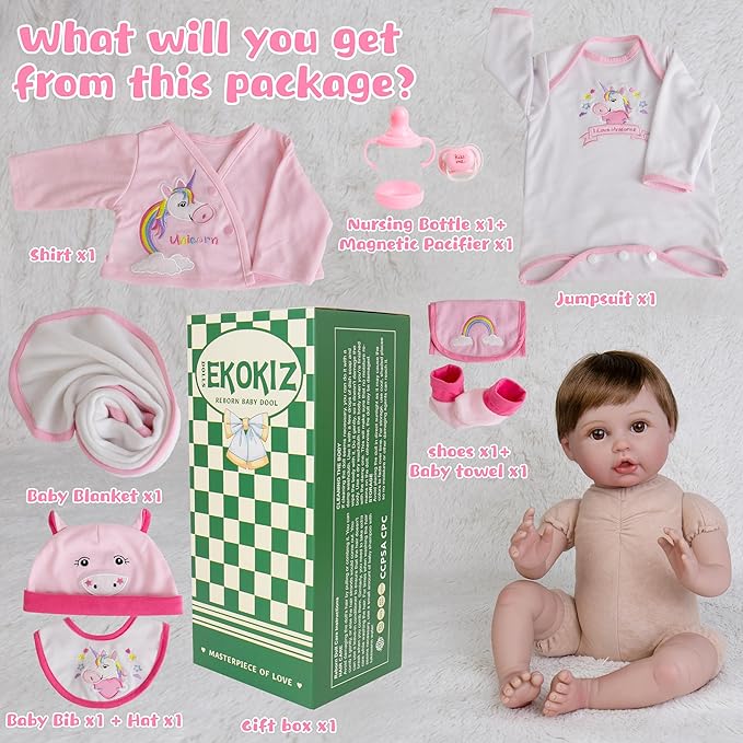 Lifelike Baby Dolls, 22-Inch Reborn Baby Dolls Soft Cloth Body Realistic Baby Doll Adorable Real Life Baby Doll with Clothes and Toy Accessories Birthday Gift for Kids 3+