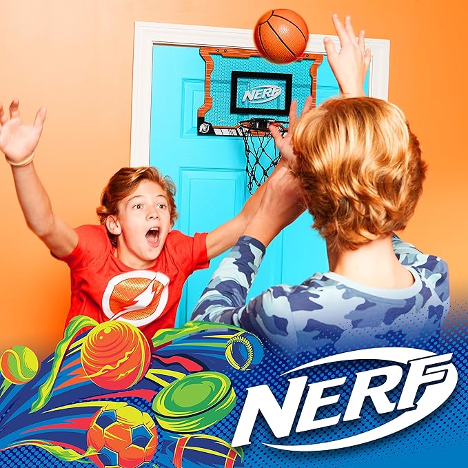 NERF Basketball Hoop Set - Pro Hoop Mini Hoop Set with Mini NERF Basketball - Steel Rim Great for Dunking