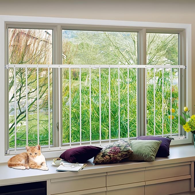 Window Guards for Children, Fit 63"-86.2" Wide Window Security Bar, 29.92inch High White Window Bars Security Inside, Child Safety Window Guard (3 Piece)