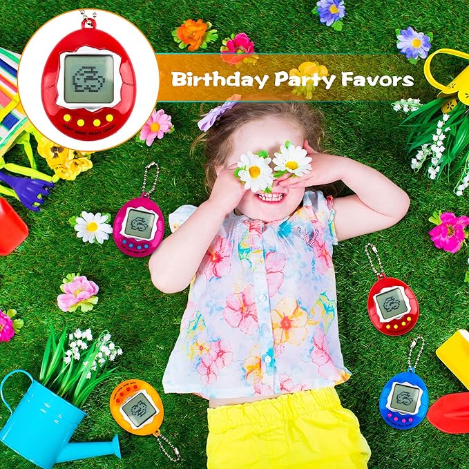 28 Pcs Virtual Pet Keychains Electronic Digital Pets Keychain Retro Handheld Game Machine Nostalgic 90s Toy for for Kids Birthday Party Gifts Goodie Bag Fillers