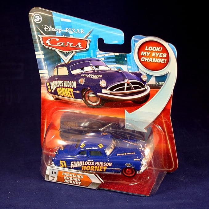 Disney Fabulous Hudson Hornet #10 w/ Lenticular Eyes Pixar Cars 1:55 Scale Die-Cast Vehicle