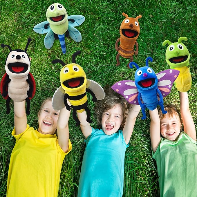 Hand Puppet Realistic Plush Puppet 13",Insect Animal Puppets for Kids Insect Stuffed Animal Hand Puppet with Moveable Mouth,Soft Stuffed Bee Puppet Story Toy Puppets Role Play Show Game