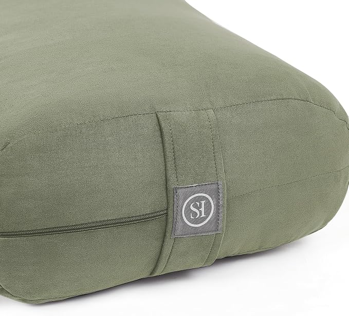 Meditation Cushion Bolster Pillow for Restorative Yoga โ Supportive Cushion for Meditation, Pilates, and Relaxation โ Filled with Buckwheat Hulls - Removable Cover