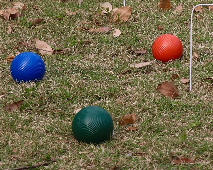 SPORT BEATS Six Player Croquet Set Solid RubberWood 32 Inch Mallets with Carry Case, Six Balls, Nine Wickets, 2 Stakes for Backyard Outdoor Games