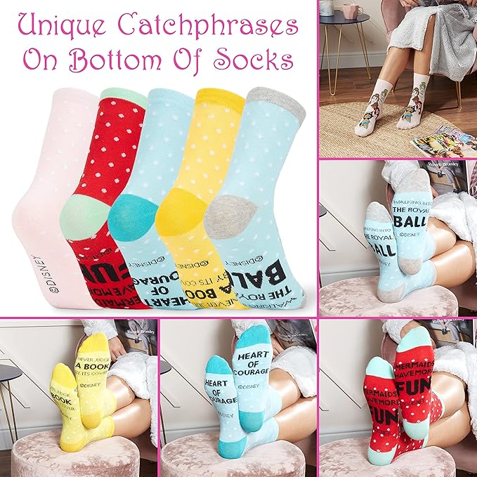 Disney Stitch Socks Gifts for Women Teens, US Size 4-9, Baby Yoda Pack of 5 Fuzzy Casual Crew Socks for Home Sleep Winter