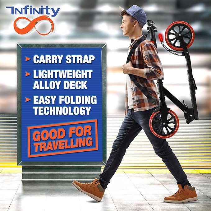 SereneLife Two Wheel Scooter for Teens, Smooth Gliding Kick Scooter for Adults w/Adjustable Height for Ages 8+, Portable All Terrain Scooter w/Carry Straps, Easy to Fold