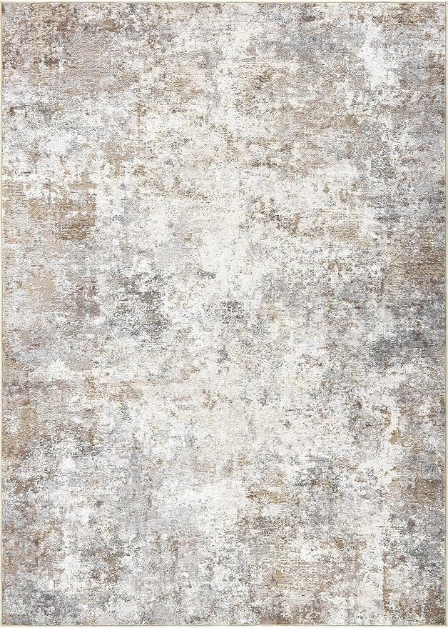 UERMEI 10x11 Area Rug Living Room Rugs - Washable Neutral Modern Abstract Soft Thin Rug Indoor Floor No Slip Rug Carpet for Bedroom Under Dining Table Home Office Decor - Brown Grey