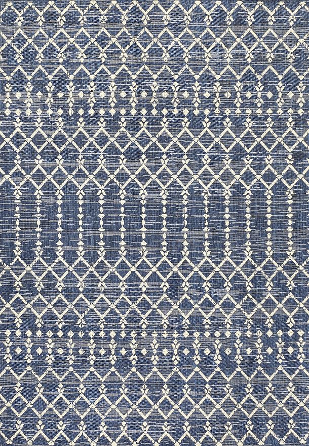JONATHAN Y Moroccan Geometric Indoor Outdoor Area Rug 10X14 Navy/Beige, Ourika Textured Weave for Backyard, Patio, Porch, Easy-Cleaning, High Traffic, Pet-Friendly, Non-Shedding (SMB108K-14)