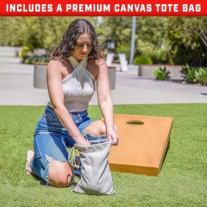 GoSports Dual Sided Cornhole Bean Bags - Slide and Stop Regulation Tournament Bean Bags, Set of 8