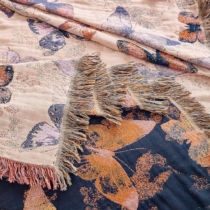 VANJOROY Boho Throw Blanket King, 100% Organic Cotton Breathable Ultra Soft 91" x 98" Bed Quilt Throw - All Season Floral Rustic Farmhouse Decor Luxury Reversible Blanket for Sofa Couch Chair and Gift