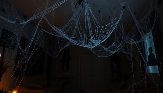 Transform Your Home into a Spooky Wonderland with 1000 Sq Ft Spider Webs and Fake Spiders