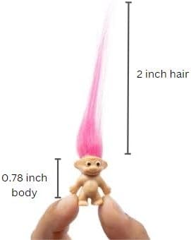 25 PCS Long-haired Lucky Mini Troll Dolls, Assorted Hair Colors, 0.78" Bodies, 2" Hair. Cake Toppers, Action Figures, School Project, Arts and Crafts, Party Favors
