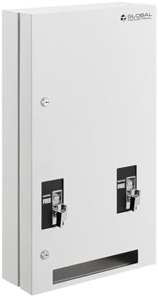 Global Industrial Feminine Hygiene Dispenser, Free Vending, 15"Wx5"Dx25.5"H | Wall or Surface Mount, Steel Construction, For Tampons and Sanitary Napkins