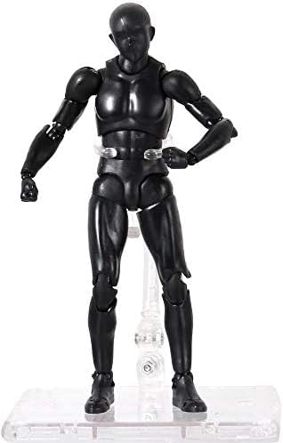 AXITWXIT Action Figures Body-Kun DX & Body-Chan DX PVC Figure Model Drawing for S H Figuarts with Box for Artists (Black, Male)