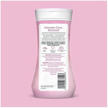 Summer's Eve Simply Sensitive Feminine Cleansing Wash, Sensitive Skin Daily Intimate Wash, Removes Odor, pH Balanced, Hypoallergenic, 9 Ounce (Pack of 4)