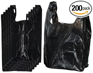 Pack of 200 - Black - Large Size - 8" x 13" x 16" - Leak Proof Disposable Plastic Bags For Sanitary Pad, Adult Diaper and Pet Waste Disposal bags.
