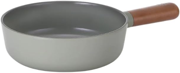Neoflam FIKA Kitchen Nonstick 7-Inch Mini Wok with Wood Handle, Ceramic Non Stick Skillet, Induction Compatible Stir Fry Pan, Egg Omelet Pan, Gray Color, Made in Korea (18cm Petit Wok)