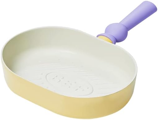 Neoflam Better Finger Kitchen Non Stick 10 Inch BBQ Oval Grill Pan with Handle, Healthy Cooking Nonstick Ceramic Coating Skillet, Induction Compatible Cookware, Made in Korea (24cm Grill Pan)