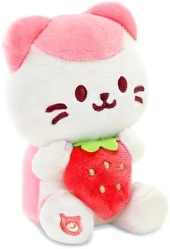 Anirollz Stuffed Animal Plush Toy – 6" Small Sitting Plush Doll Soft, Squishy, Warm, Cute, Comfort, Safe Birthday Kitty Cat Character with Strawberry Kittiroll