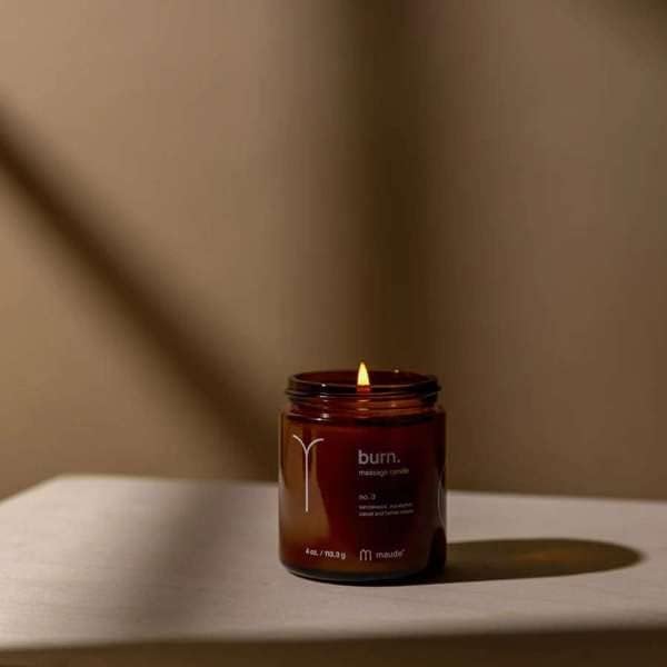 Maude Burn, Green Room (No. 3) - Hydrating + Skin-Softening Soybean + Jojoba Oil Massage Candle - Soothing Massage Oil Candle with Notes of Eucalyptus + Sandalwood - Relaxing Self Care Gifts (4 oz)