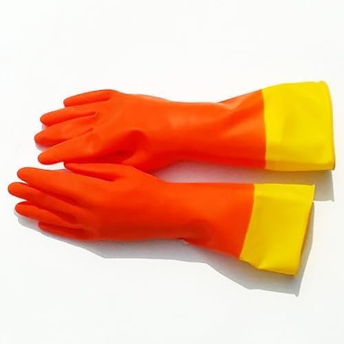 USE FUN Kitchen Rubber Gloves – 100% Natural Latex, Durable Non-Slip Waterproof Dishwashing Gloves, M/L/XL