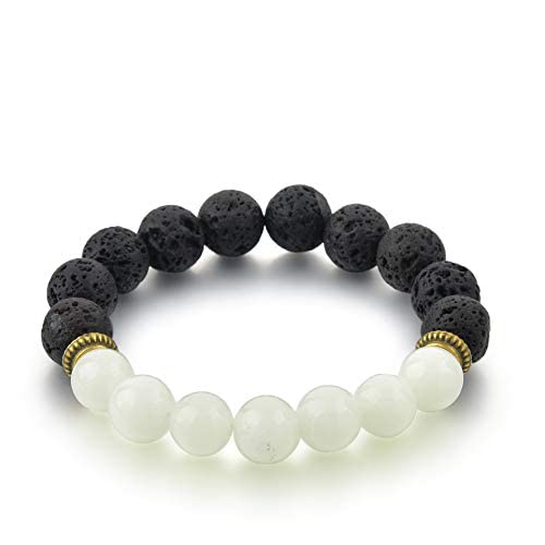 Lava Rock & Glowing Stone Beaded Bracelet for Kids Essential Oil Diffuser for Aromatherapy Ideal for Anti-Stress or Anti-Anxiety Made with Real Stones No Plastic Years 3-6