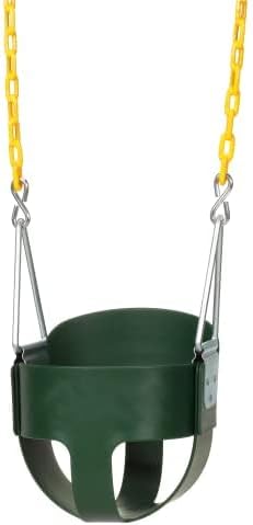 Eastern Jungle Gym Heavy-Duty High Back Full Bucket Toddler Swing Seat | Coated Swing Chains Fully Assembled | Green Swing Set Accessory