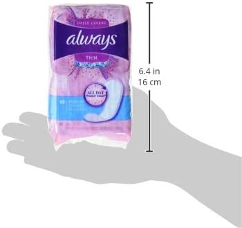 Always Thin No Feel Protection Daily Liners Regular Absorbency Unscented, 60 Count - Pack of 4 (240 Count Total)