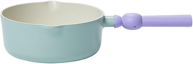 Better Finger Kitchen Nonstick 7 Inch Mini Wok Pan with Handle, Healthy Cooking Ceramic Coating Milk Melting Pot with 2 Pour Spouts, Induction Compatible Multi Cookware, Made in Korea (18cm Wok Pan)