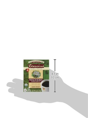 Teeccino French Roast Herbal Tea - 10 Tea Bags - Rich & Roasted Herbal Tea That’s Caffeine Free & Prebiotic for Natural Energy, Coffee Alternative, (Pack of 6)