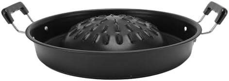 Asixxsix Thai Korean BBQ Grill Pan, Aluminum BBQ Grill Topper, 2 in 1 Non Stick Smoke Steak Grill Charcoal Pan Pork Hot Pot, Even Heating Barbecue Grill Plates, Camping BBQ Pan (35cm/13.78in Black)