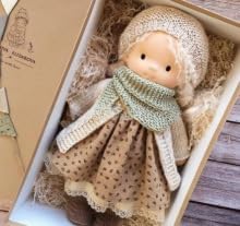 Waldorf Doll Handmade, Handmade Waldorf Doll, 12 inch Vintage Crocheted Doll (30)