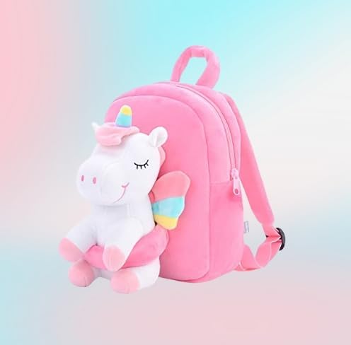 Gloveleya Unicorn Kids Backpack – Soft Plush Toddler Backpack for Girls, Cute Back-to-School Gift, Preschool Bag for Snacks, Toys & Books, Travel & Everyday Use, 9 Inches