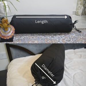 Round Bolster Cover Cervical Neck Roll Cotton Pillowcase for Cylindrical Pillow with Drawstring Closure Neck Pillow case 6" x 18" (15 x 45 cm) Bottle Green